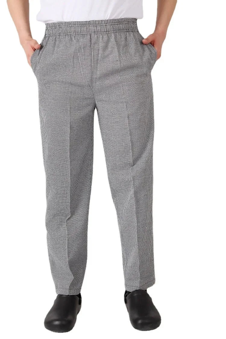 Casual Chef Pants Plaid Elastic Kitchen Workwear Men Women Chef Trousers Comfortable Fit Culottes Work Uniforms AE Stock