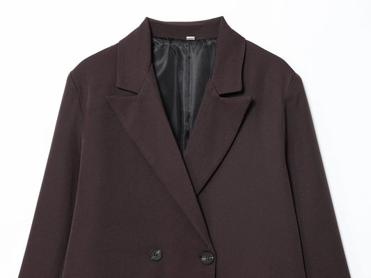 KONDALA Elegant Double Breasted Suit Women's Fall Commute Lapel Blazer Coat 2025 Spring Autumn Minimalist Office Lady Blazer