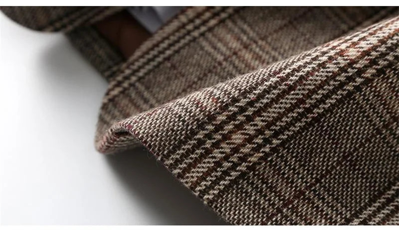 2025 Fashion Spring Autumn Plaid Suit Jacket Women Casual Blazers Small Coat Lady Outerwear Loose Tops Female Lattice Blazers