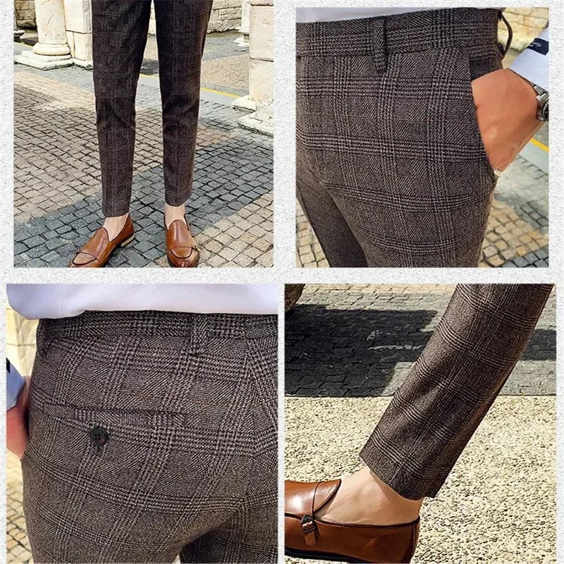 Men's Suit 3 Piece, Business Casual Jacket Vest with Trousers, Gray Dark Brown Slim Fit Suit, Asian Size M-5XL