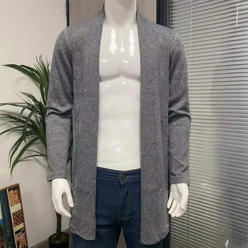 Cardigan pocket 2023 autumn and winter new cashmere padded warm casual men's knitted sweater coat