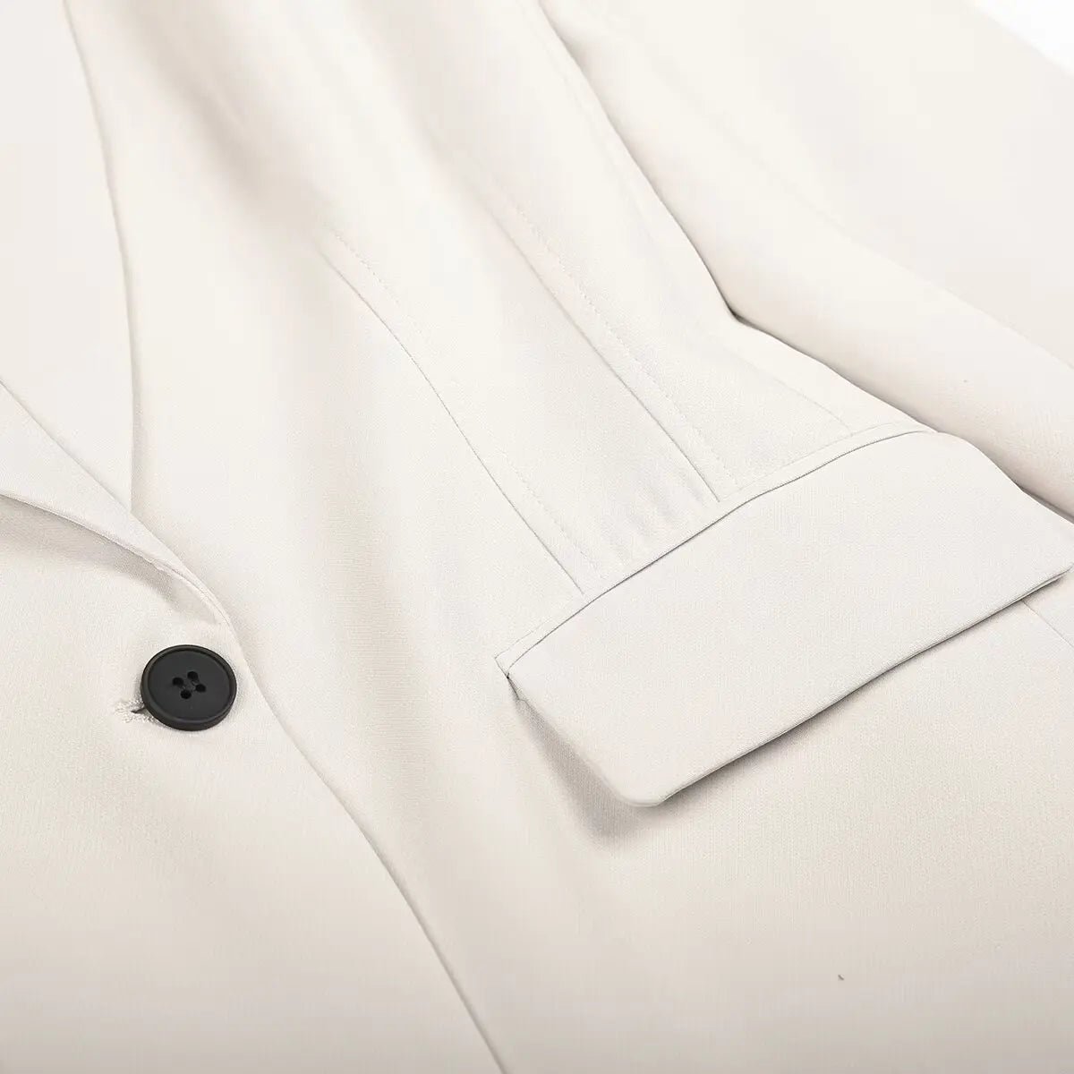 Women Fall Office Slim Blazer Single Button Pockets Blazer Beige Black 2025 Spring Autumn Fashion Commuter Simple Casual Blazer