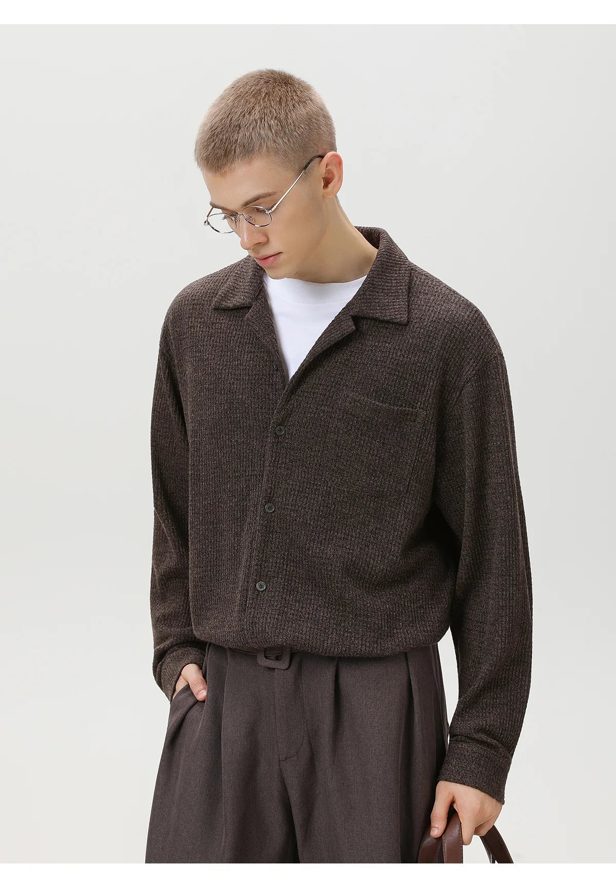 TFETTERS 2025 Autumn Winter Vintage Cuban Collar Shirt Men Elegant Texture Long Sleeve Loose Fit Shirt Man Designer Clothes